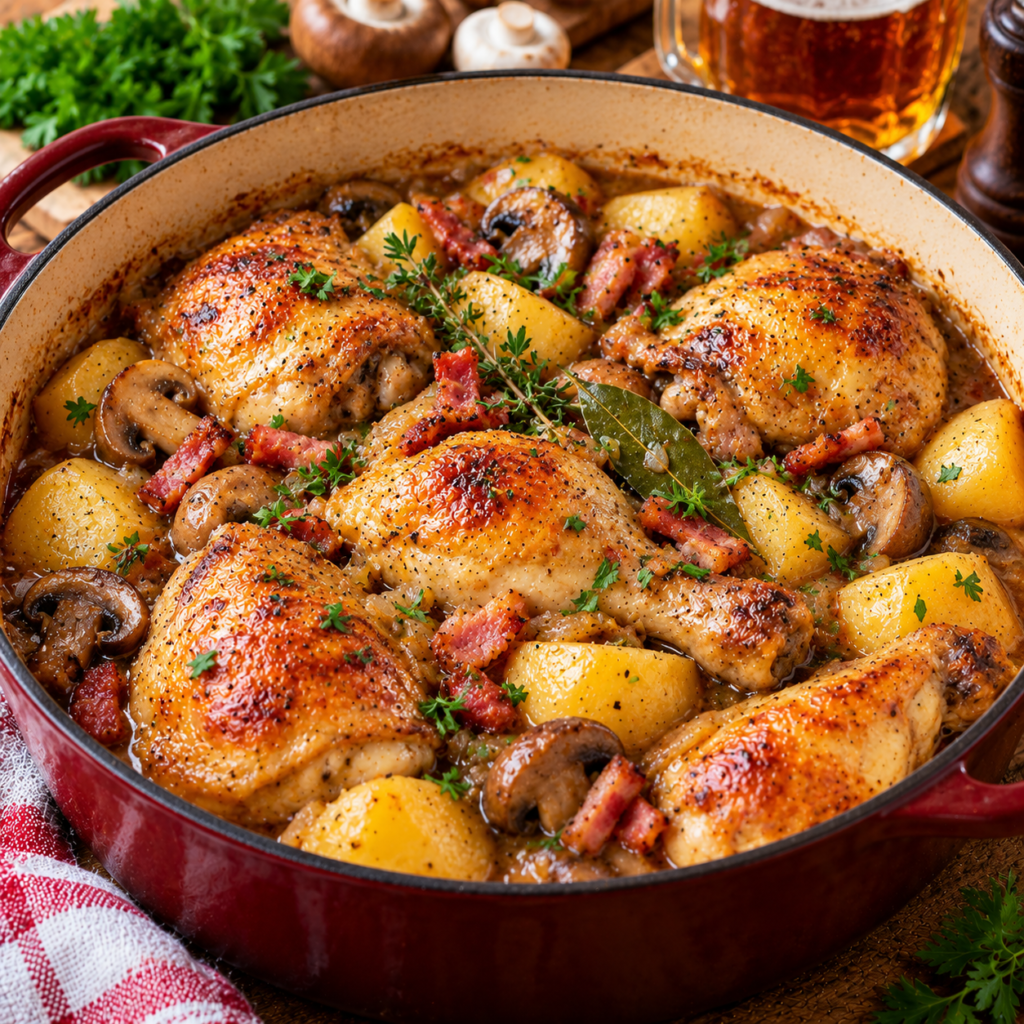 Poulet à la bière ambrée