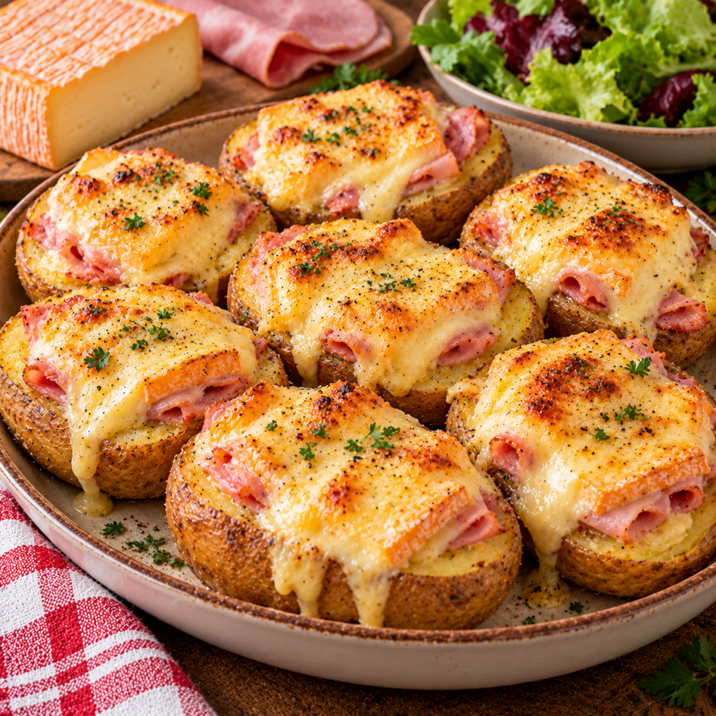 Jacket potatoes au jambon et Maroilles