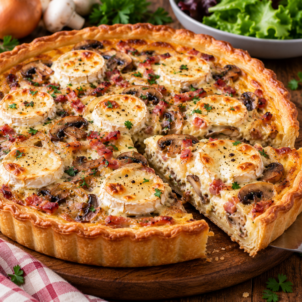 Tarte Campagnarde au Chèvre Lardons et Champignons