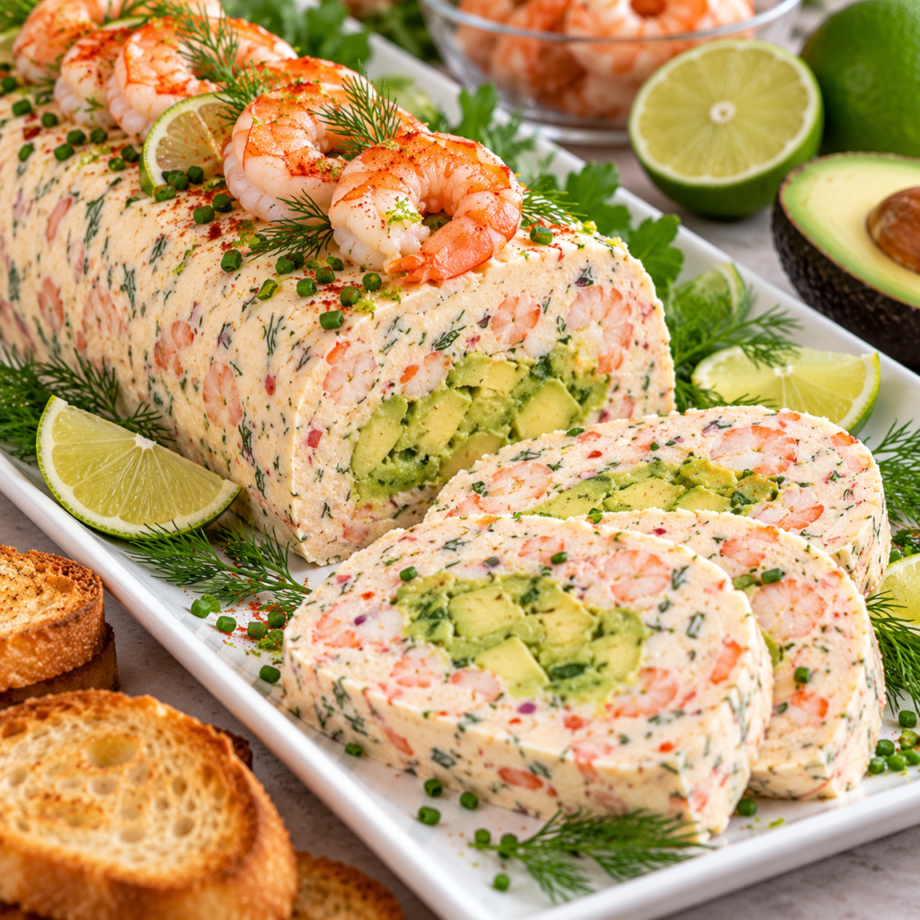 Bûche de Crevettes à l’Avocat et Citron Vert