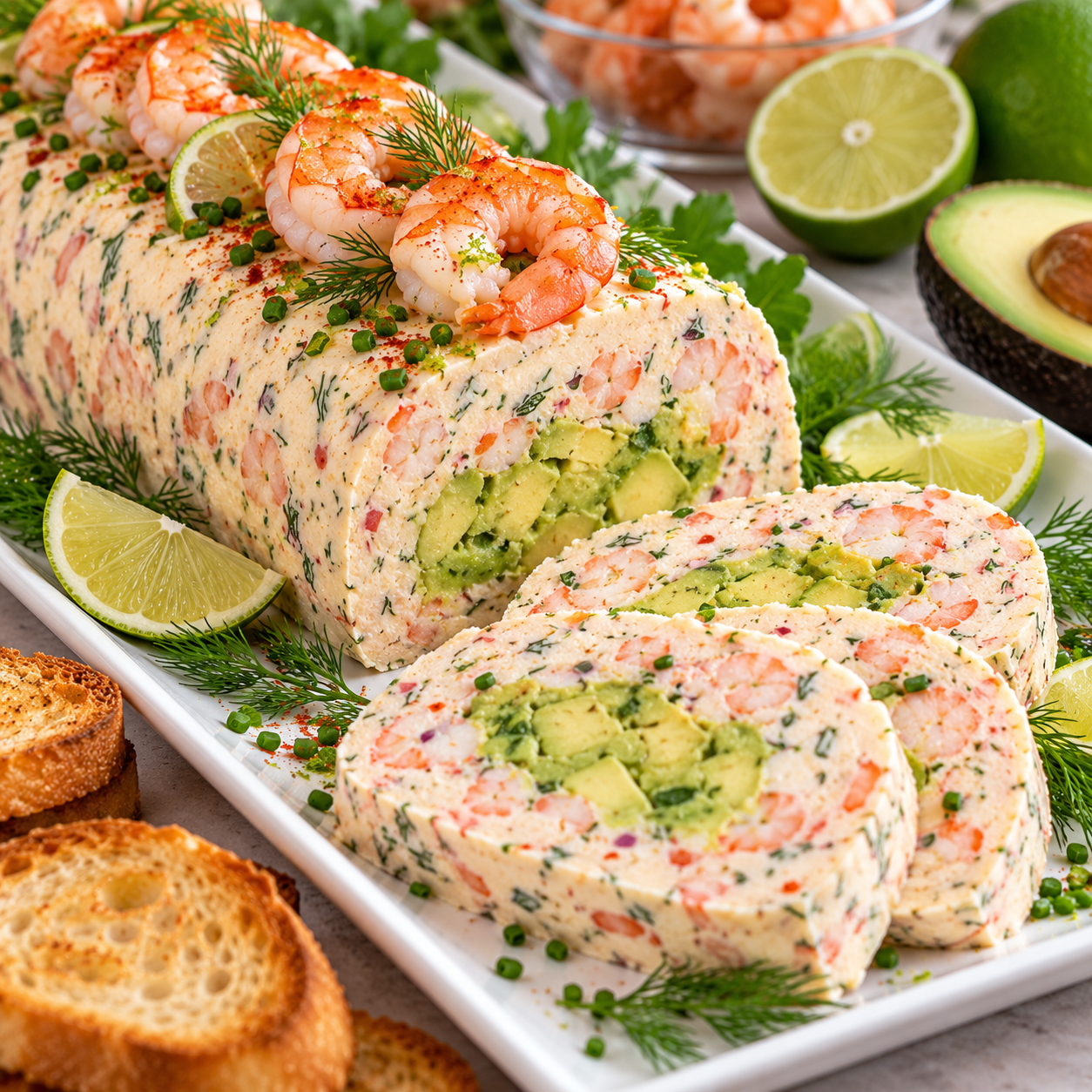 Bûche de Crevettes à l’Avocat et Citron Vert